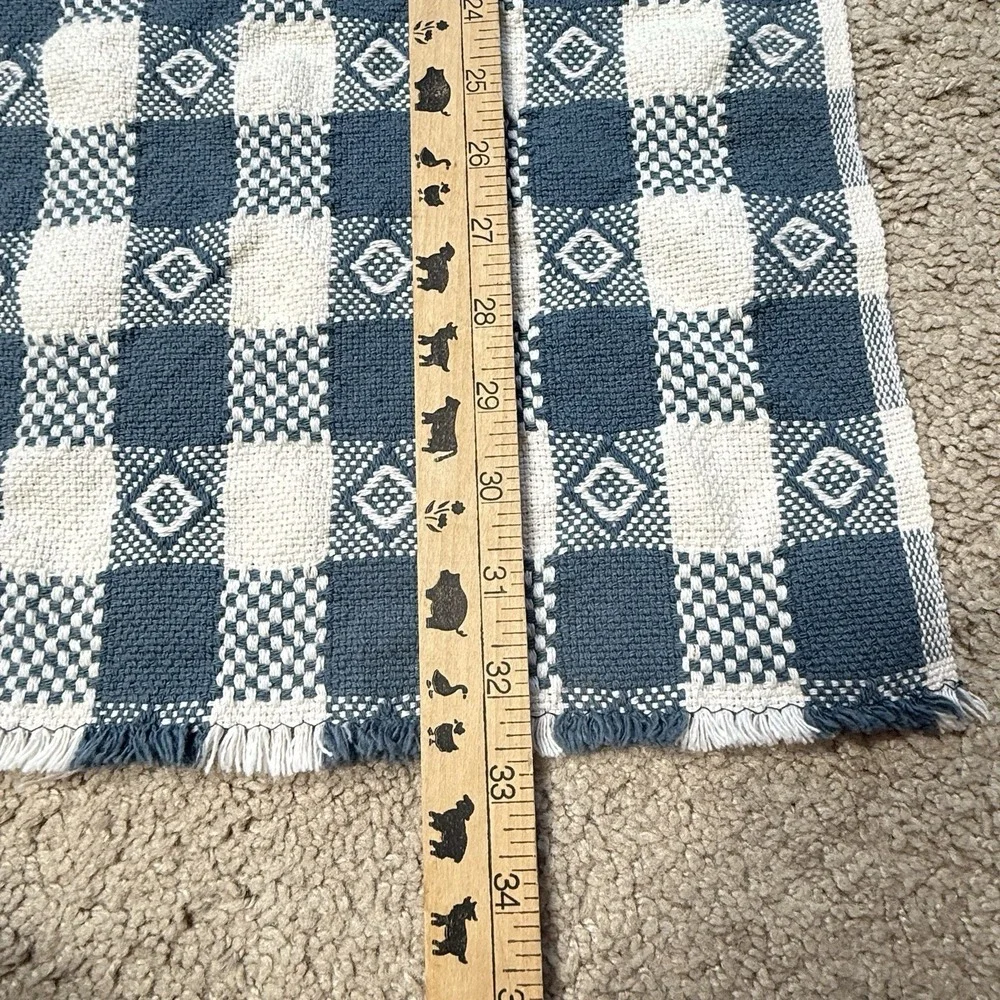 Farmhouse Gingham Table Runner 33X12 Blue Rustic Kitchen Dining Table Decor